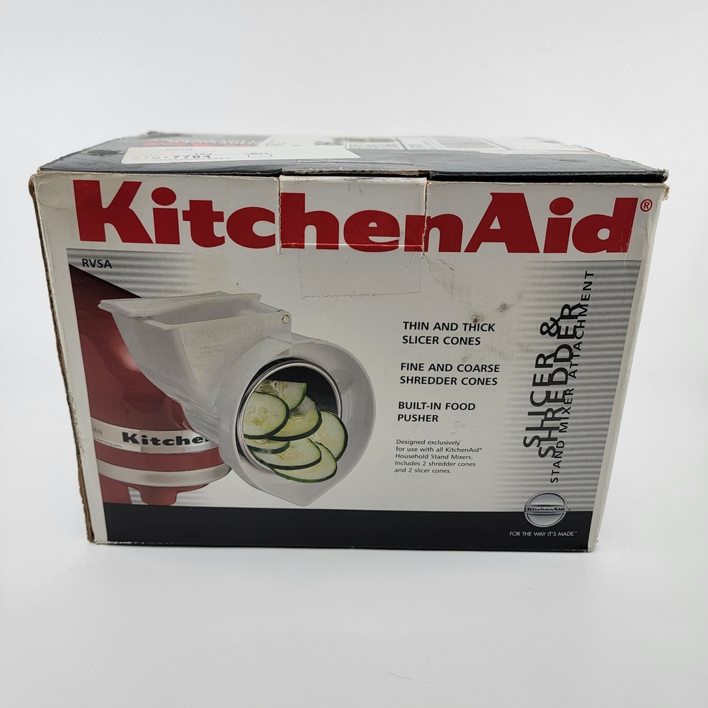 KitchenAid RVSA Rotor Slicer Shredder Attachment 4 Cones Box Manual Stand Mixer